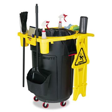 Rubbermaid® Commercial Standard Rim Caddy, 4-compartment, Fits 32.5" Dia Cans, 26.5w X 6.75h, Yellow freeshipping - TVN Wholesale